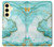 S3399 Vert Marbre Imprimer Graphique Etui Coque Housse pour Samsung Galaxy S24 FE