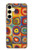 S3409 Carrés cercles concentriques Etui Coque Housse pour Samsung Galaxy S24 FE