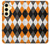 S3421 Noir Orange Blanc Argyle Plaid Etui Coque Housse pour Samsung Galaxy S24 FE