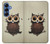 S0360 café Chouette Etui Coque Housse pour Samsung Galaxy S25