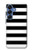 S1596 Noir et blanc rayé Etui Coque Housse pour Samsung Galaxy S25