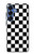 S1611 Échiquier Damier Noir Blanc Etui Coque Housse pour Samsung Galaxy S25