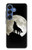 S1981 Loup hurlant à la lune Etui Coque Housse pour Samsung Galaxy S25
