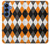 S3421 Noir Orange Blanc Argyle Plaid Etui Coque Housse pour Samsung Galaxy S25