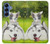 S3795 Peinture Husky Sibérien Ludique Chaton Grincheux Etui Coque Housse pour Samsung Galaxy S25