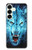 S0752 Feu bleu Loup Etui Coque Housse pour Samsung Galaxy S25 Plus