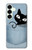 S2641 Noir Chat Poche Etui Coque Housse pour Samsung Galaxy S25 Plus