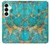 S2906 Aqua Turquoise Pierre Etui Coque Housse pour Samsung Galaxy S25 Plus