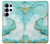 S3399 Vert Marbre Imprimer Graphique Etui Coque Housse pour Samsung Galaxy S25 Ultra