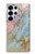 S3717 Imprimé graphique en marbre bleu pastel or rose Etui Coque Housse pour Samsung Galaxy S25 Ultra