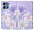 S2361 Fleurs blanches Violet Etui Coque Housse pour Motorola Moto G 5G (2025)
