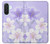 S2361 Fleurs blanches Violet Etui Coque Housse pour Samsung Galaxy A26