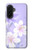 S2361 Fleurs blanches Violet Etui Coque Housse pour Samsung Galaxy A36