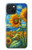 S4019 Tournesol style Van Gogh Etui Coque Housse pour iPhone 15