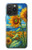 S4019 Tournesol style Van Gogh Etui Coque Housse pour iPhone 15 Pro Max