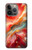 S4012 Veines dorées en marbre rouge Etui Coque Housse pour iPhone 14 Pro