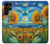 S4019 Tournesol style Van Gogh Etui Coque Housse pour Samsung Galaxy S22 Ultra