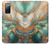 S3993 Vinages dorés en marbre vert Etui Coque Housse pour Samsung Galaxy S20 FE