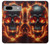 S3986 Crâne de feu Etui Coque Housse pour Google Pixel 7a