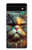 S3971 Chat peint en couleur Etui Coque Housse pour Google Pixel 6a