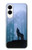 S0935 Loup Hurlant dans la forêt Etui Coque Housse pour Samsung Galaxy S25 Edge