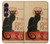 S2739 Chat Noir Noir Chat Millésime Etui Coque Housse pour Sony Xperia 1 VII