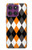 S3421 Noir Orange Blanc Argyle Plaid Etui Coque Housse pour Motorola Edge 60 Pro