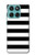S1596 Noir et blanc rayé Etui Coque Housse pour Motorola Edge 60 Fusion