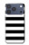 S1596 Noir et blanc rayé Etui Coque Housse pour iPhone 17 Pro, 18 Pro