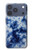 S3439 Tissu Indigo Tie Dye Etui Coque Housse pour iPhone 17 Pro