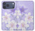 S2361 Fleurs blanches Violet Etui Coque Housse pour iPhone 17 Pro Max, 18 Pro Max