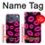 S2933 Bisous Rose Lips sur Noir Etui Coque Housse pour iPhone 17 Pro Max
