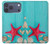 S3428 Aqua Bois Coquille d'étoile de mer Etui Coque Housse pour iPhone 17 Pro Max, 18 Pro Max