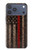 S3804 Graphique de drapeau de ligne rouge en métal de pompier Etui Coque Housse pour iPhone 17 Pro Max, 18 Pro Max