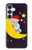 S2849 Mignon Lune Nuit Sleepy Chouette Etui Coque Housse pour Samsung Galaxy S25 FE