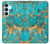 S2906 Aqua Turquoise Pierre Etui Coque Housse pour Samsung Galaxy S25 FE, S26 FE