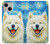 S4064 Chien souriant La Nuit étoilée de Van Gogh Etui Coque Housse pour iPhone 13 mini