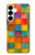 S4077 Aquarelle motif à carreaux colorés Etui Coque Housse pour Samsung Galaxy S25 Plus