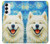 S4064 Chien souriant La Nuit étoilée de Van Gogh Etui Coque Housse pour Samsung Galaxy S23