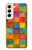 S4077 Aquarelle motif à carreaux colorés Etui Coque Housse pour Samsung Galaxy S22