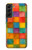 S4077 Aquarelle motif à carreaux colorés Etui Coque Housse pour Samsung Galaxy S22 Plus