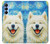 S4064 Chien souriant La Nuit étoilée de Van Gogh Etui Coque Housse pour Samsung Galaxy A15 5G