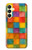 S4077 Aquarelle motif à carreaux colorés Etui Coque Housse pour Samsung Galaxy A25 5G