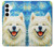 S4064 Chien souriant La Nuit étoilée de Van Gogh Etui Coque Housse pour Samsung Galaxy A35 5G