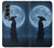 S4034 Nuit de lune de samouraï Etui Coque Housse pour Samsung Galaxy Z Fold 4