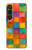 S4077 Aquarelle motif à carreaux colorés Etui Coque Housse pour Sony Xperia 1 VI