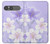 S2361 Fleurs blanches Violet Etui Coque Housse pour Sony Xperia 10 VII