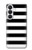 S1596 Noir et blanc rayé Etui Coque Housse pour Samsung Galaxy S26
