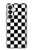 S1611 Échiquier Damier Noir Blanc Etui Coque Housse pour Samsung Galaxy S26