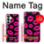 S2933 Bisous Rose Lips sur Noir Etui Coque Housse pour Samsung Galaxy S26